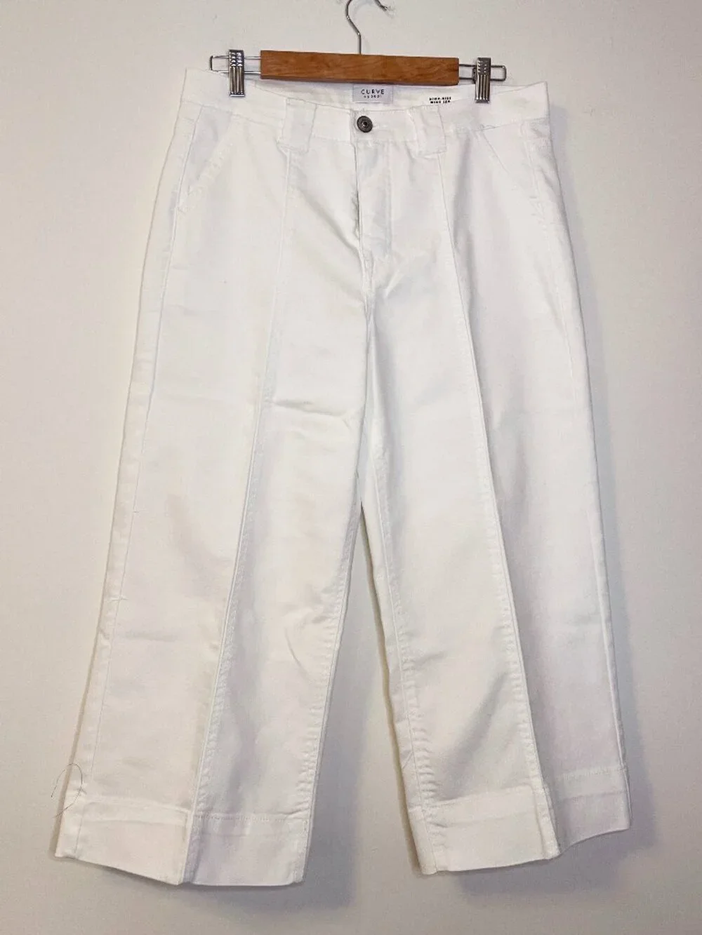 Curve Appeal White High Rise Wide Leg Crop Jeans Women's Size 10/30 Stretch